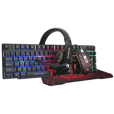 Marvo CM370 RGB LED Backlit Gaming Keyboard Mouse Headset Pad Bundle Gift Pack • $39.50