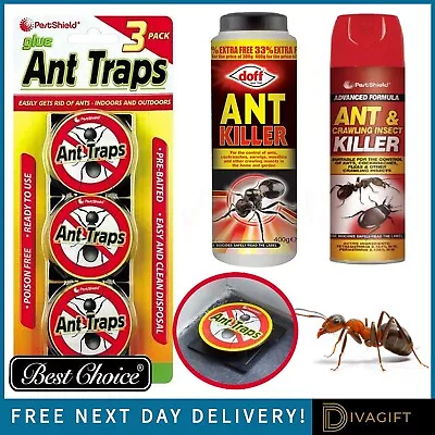 3pk 6pk Ant Traps Bait Stop Ants Killer Nest Station Glue Indoor Outdoor Powder • £8.95