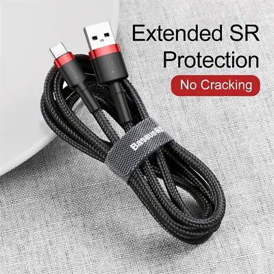 $7.95 • Buy Phone Cable Baseus Cafule Fast Charging USB To Type-C USB 3A 0.5M Red & Black