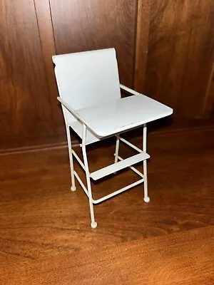 Mid Century Doll Furniture White Painted Metal Highchair 6.5  • $14.99