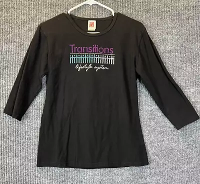 Market America Transitions T-Shirt Womens XL Bling Black 3/4 Sleeve • $12.99