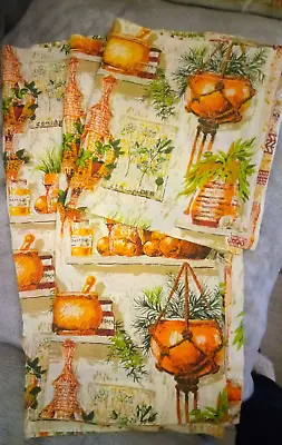 Vintage 1970s MCM Curtains Valance Macrame Plants Wine Bottle Yellow Brown Green • $24.99