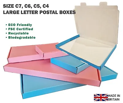 Blue & Pink C7 C6 C5 C4 Matt Pip Postal Boxes Large Letter Cardboard Shipping • £7.99