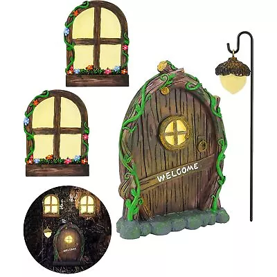 Miniature Gnome Fairy House Window And Door For Trees Glow In The Dark Yard Art  • $21.31