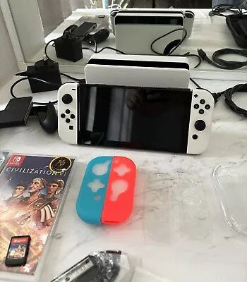 Nintendo Switch OLED - 64GB - White + Pokémon Arceus And Civilization VI + Case • $450