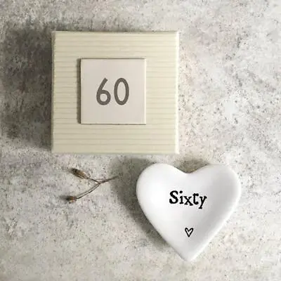 East Of India 'Sixty' Porcelain Heart Mini Dish Gift - 60th Birthday Gift • £5.35