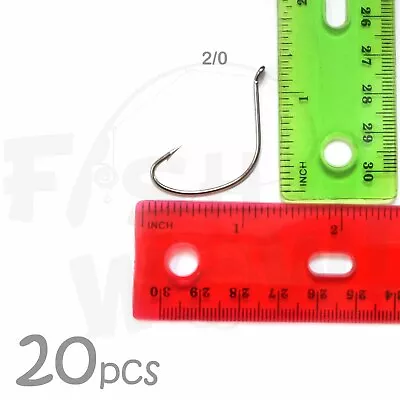 20pcs Fish WOW!® Size 2/0 Fishing Kahle Hooks Wide Gap Turned-up Eye Hi-carbon • $9.72