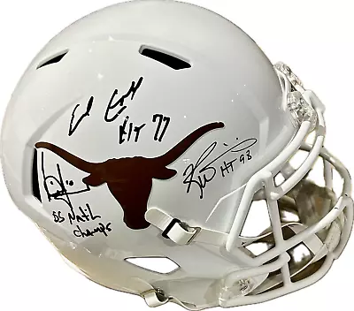 Earl Campbell Ricky Williams & Vince Young Signed Full Size UT Helmet Beckett • $399.99