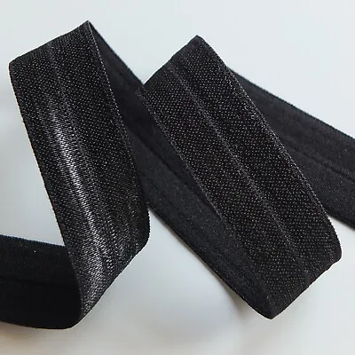 Fold Over Elastic Binding - 18mm Black In  1 5 10 25meters Lengths • £2.85