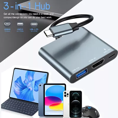 USB C To HDMI Multiport Adapter 3in1for Mac IPad Pro MacBook Chromebook Monitor • $10.97