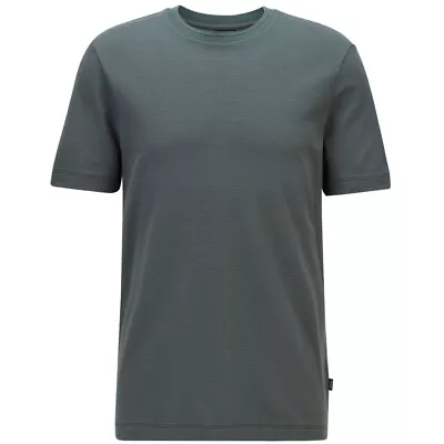 HUGO BOSS Crew Neck Bubble-Jacquard / Waffle Tee Cream Green M / L • $34.95