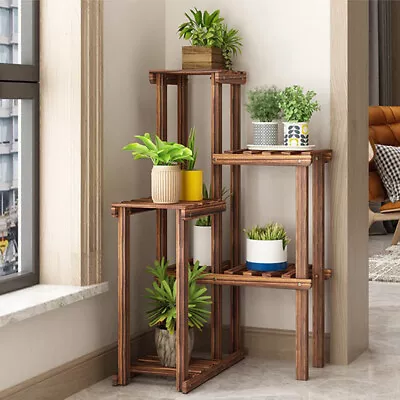 Well-arranged Wood Plant Stand Holder Flower Display Rack  Indoor Outdoor Corner • $35.93