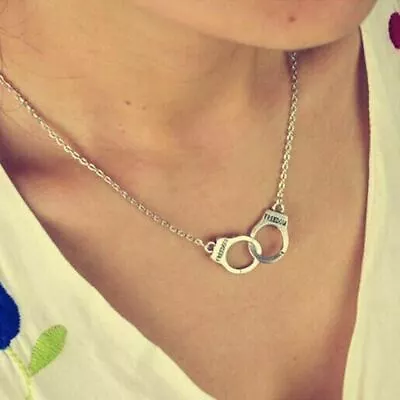 £4.95 • Buy Silver Handcuffs Necklace Freedom Boho Jewellery Pendant Summer Festival A271