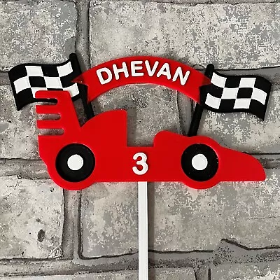 Race Car Cake Topper - Driver - Personalised - Vehicles - Motorsports - F1 • £11.98