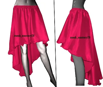 Steampunk Skirt Satin Casual Deep Pink Asymmetrical Skirt High Low Skirt S6 • $21.38