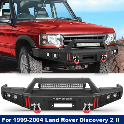 Front Bumper W/ Winch Plate LED Lights For Land Rover Discovery 2 II 1999-2004  • $568