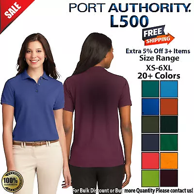 Port Authority Womens Short Sleeve Three Button Silk Touch Polo Shirt L500 • $36.82