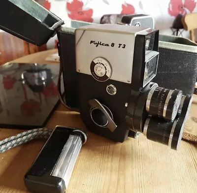 Fujica 8 T3 Vintage 8mm Cine Camera Pistol Grip Lanyard And Original Carry Case • £40