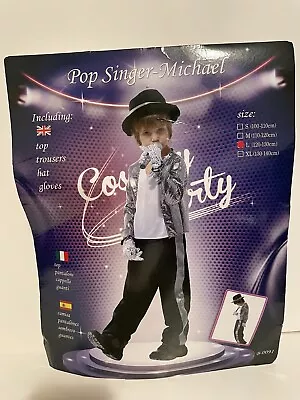 Michael Jackson Boy's Pop Star Singer Costume ( L )Top Pant Hat Gloves • $19.95