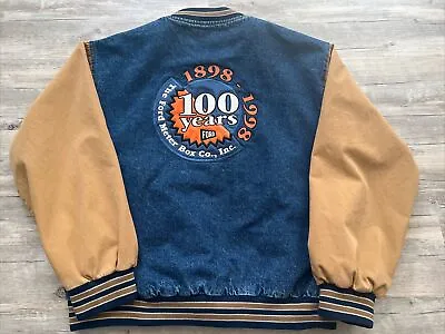 Vtg Ford Meter Box Co Denim L Jacket 100 Years Work Coat Collect Port Authority • $43.99