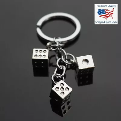 3 Dice Keychain Keyring Car Bag Keychain Key Holder Men Casino Gambler Cool Gift • $6.89