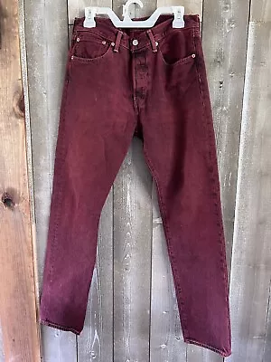 Vintage Retro Men’s Red Wine Acid Washed Levi’s 501 Button Fly Jeans 32x32 Y2K • $25