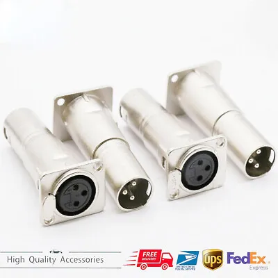 4 X 3 Pin XLR Female To Male Audio Pass Thru Feed Panel Mount Connector Adapter • $22.13