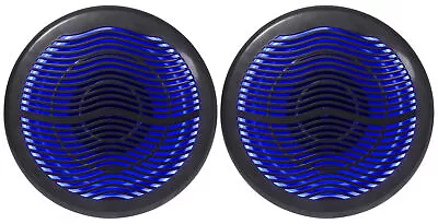 (2) Rockville MS10LB 10  2400 Watt Black Marine Boat 10  Subwoofers W/LEDs • $114.90