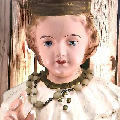 Vintage Infant Of Prague Chalk Ware Statue Religious Catholic Devotion Figurine • $76.70