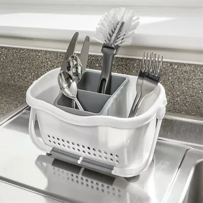 $24.95 • Buy Cutlery Drainer Sink Storage Rack Holder Handle Kitchen Caddy Utensils Dryer Bin