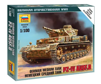 Zvezda 6151 WWII German Medium Tank Pz-IV AUSF.D Scale Model Kit 1:100 NEW BOX • $39.59