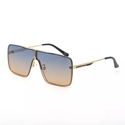 Designer Metal Bar Fashion Shade Aviators Sunglasses Oversized Square Mens • $19.79