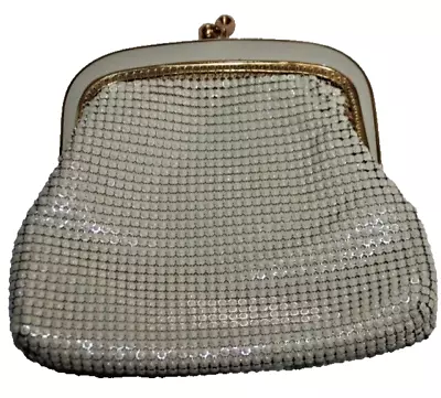 VINTAGE OROTON COIN PURSE BAG Beige  Mesh Lined Gold Fabrick • $18