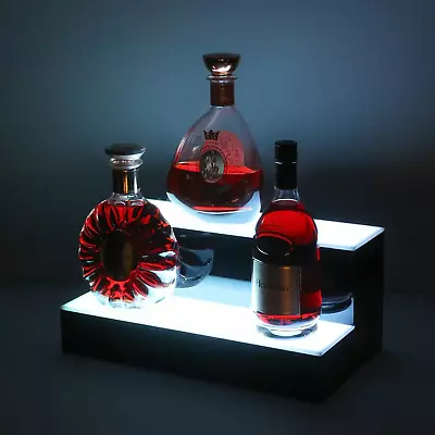 $62.99 • Buy LED Lighted[20 COLORS]Commercial Back Pub Bar Liquor Bottle 2 Step Display Shelf