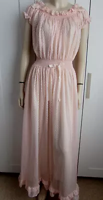 Raywarp Vintage Negligee Nightie Pink Coral Terylene Long Length One Size • £20