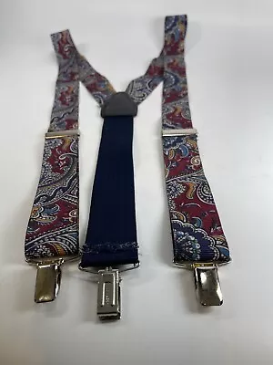 Blue Paisley Suspenders Gold  Clip Hardware Made In Germany • $12