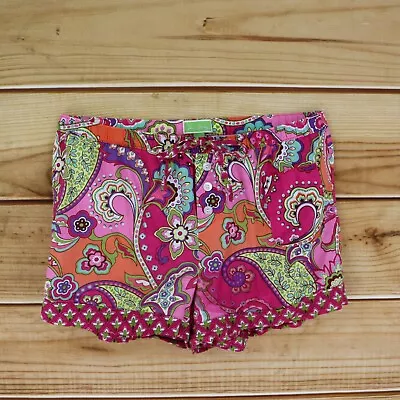 Vera Bradley Pajama Shorts Womens Size M Pink Paisley 100% Cotton Stretch Waist • $13.59