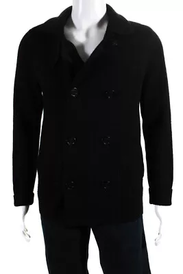 Vince Mens Button Down Long Sleeves Cardigan Sweater Black Wool Size Small • $42.69