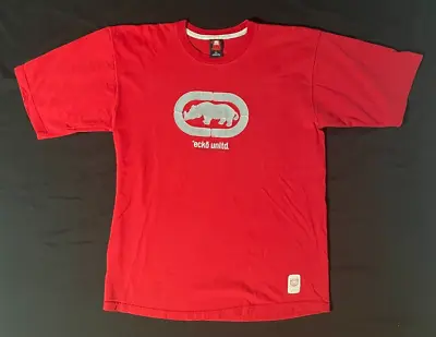 Ecko Unltd Rare Vintage Gray Rhino Logo Red L Large T-Shirt • $19.99