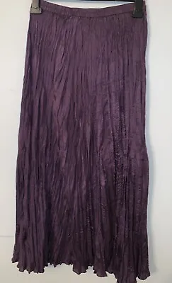 Marks & Spencer M&S Plum Purple 100% Silk Crinkle Maxi Skirt. Size 10. VGC. #B6 • £15