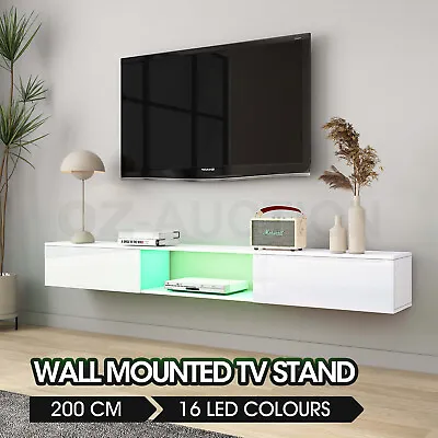 $199.95 • Buy Wall Mounted TV Cabinet White LED Entertainment Unit Floating Stand Console