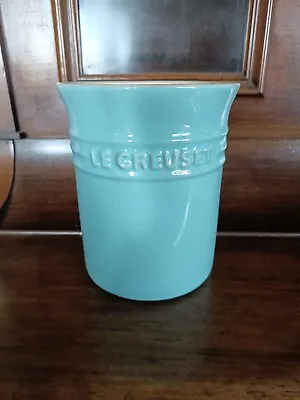 ⭐Super LE CREUSET Stoneware Utensil Jar Pot 1.1L Satin Blue Excellent • £30
