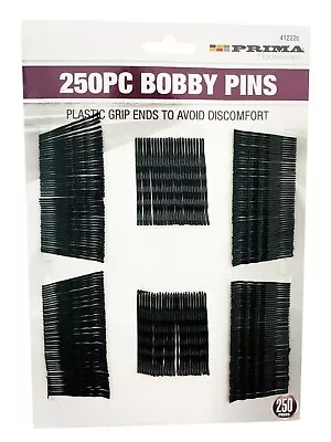 250x Black Bobby Pins Hair Kirby Grips Clips Hairpins Wedding Salon Two Sizes • £0.99