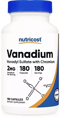 Nutricost Vanadium + Chromium 2mg 180 Vegetarian Capsules - Gluten Free Non-GMO • $12.99