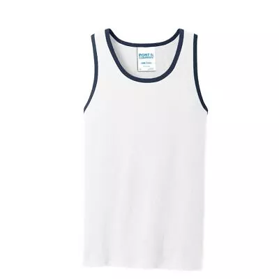 Port & Company PC54TT Men's Core Cotton Tank Top Muscle Shirt Ringer Two Tone • $10.68