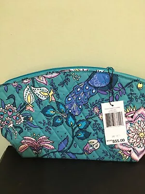 Vera Bradley ~grand Travel Cosmetic Bag ~peacock Garden~ Quilted Cotton~new! • $22.75