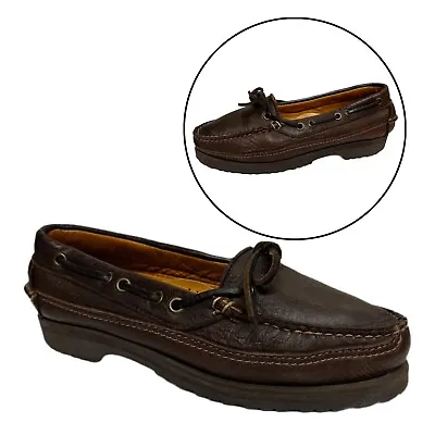 H.S. Trask Loafers Womens 8.5M Brown Leather HS Trask Slip-On Moc Toe Shoes • $49.95