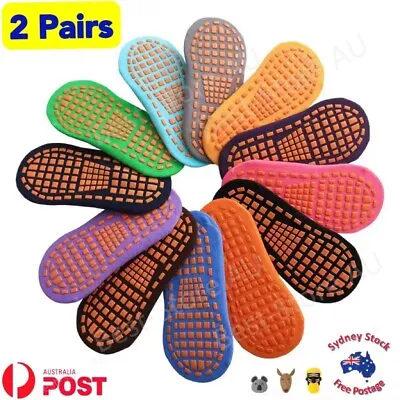 2  Pairs Anti-Slip Grip Socks Yoga Barre Ballet Fitness Trampoline Floor Socks  • $7.98