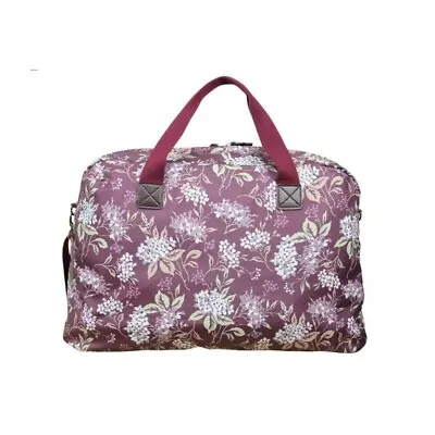 Hydrangea Design Overnight Oilcloth Weekend Travel Bag Plum - Peony • £12.99