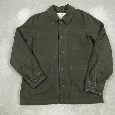 Fat Face Mens Jacket Medium Green Button Up Chore Utility Canvas Workwear • £44.99